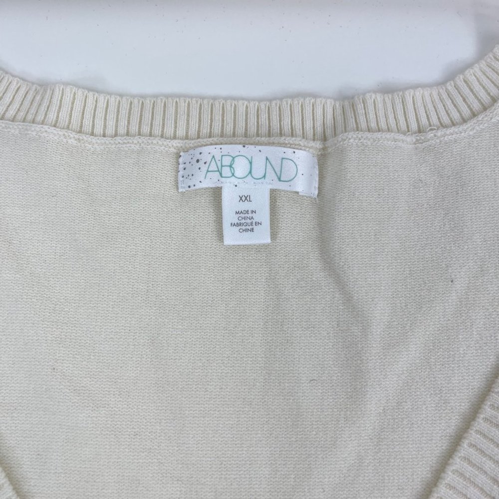 Abound Off White Basic V-Neck Long Sleeve Pullover Knit Sweater Size XXL - Picture 6 of 9